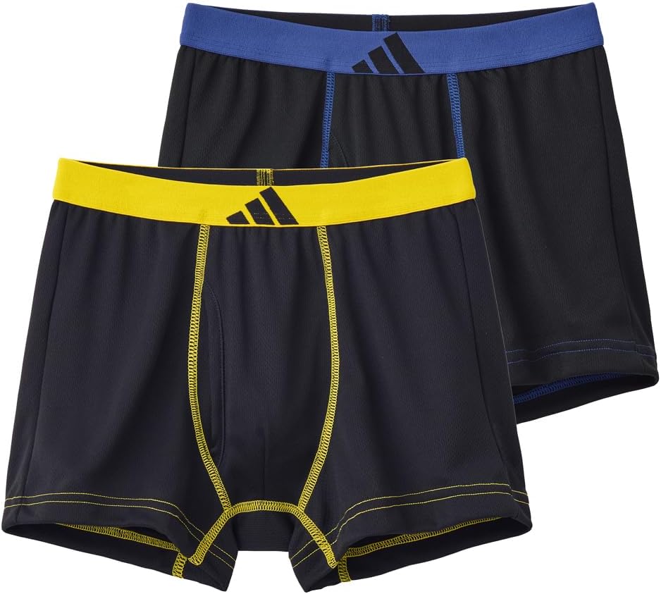 adidas Boxer Briefs, Quick-Drying & Moisture-Wicking, 2-Pack, Boys