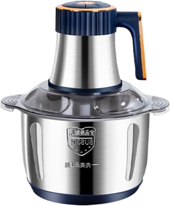 Multifunctional Stainless Steel Meat Grinder, 5L Stainless Steel Large Capacity Fully Automatic Meat Grinding Machine, Small Food Chopper with Container Meat Grinder Electric Food Chopper ,Blue