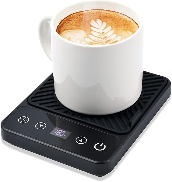 Mug Warmer Auto Shut Off - Coffee Cup Warmer for Desk with Timer, 6 Temp Electric Coffee Mug Warmer, LED Display Smart Coffe Warmer Pads, Heater Coasters Black
