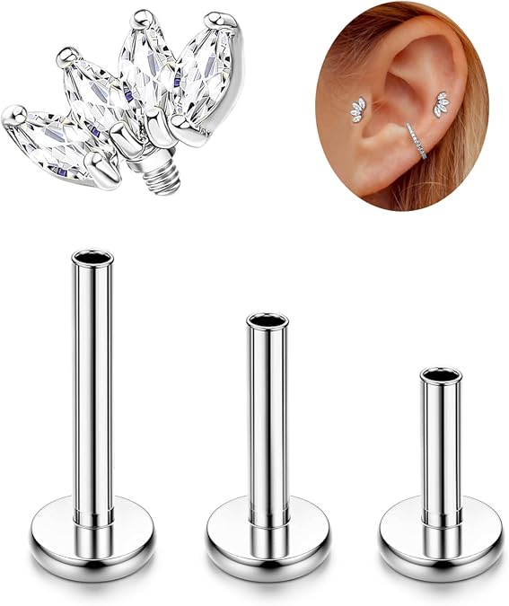 ADRAMATA Titanium Helix Piercing Flat Back Earrings Conch Tragus Piercing