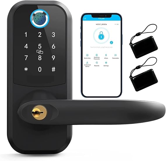 smart Lock, Electronic Biometric Fingerprint Smart Door Lock Handle Keyless Entry Home Security Protection