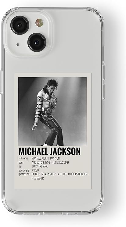 Multitronic iPhone 13 Uyumlu Michael Jackson Minimalist Poster Tasarım Baskılı Şeffaf Kılıf