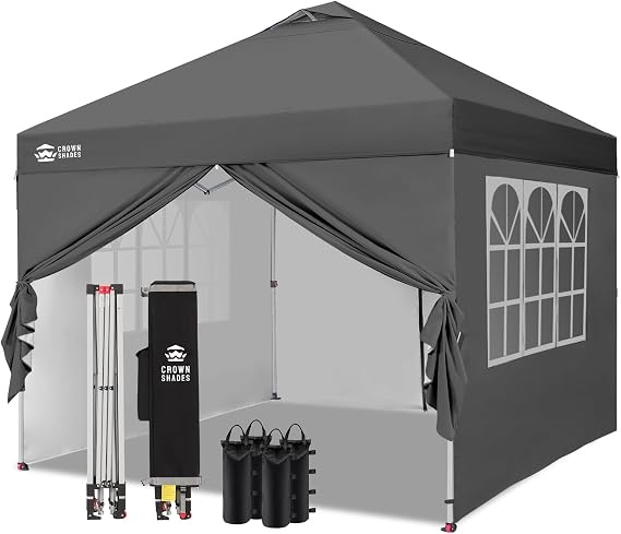 CROWN SHADES 3m x 3m Pop Up Gazebo with 4 Sides, Waterproof Event Shelter