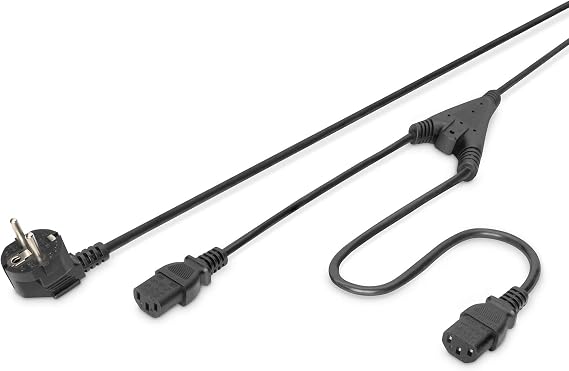 Digitus Y Güç Kaynağı Kablosu, Schuko Erkek - 2x C13 Dişi, 1.7 metre (Mains splitter cable, Schuko Plug - 2x C13 Jack, 1.7 metre, H05VV-F3G 1.0qmm/0.75)
