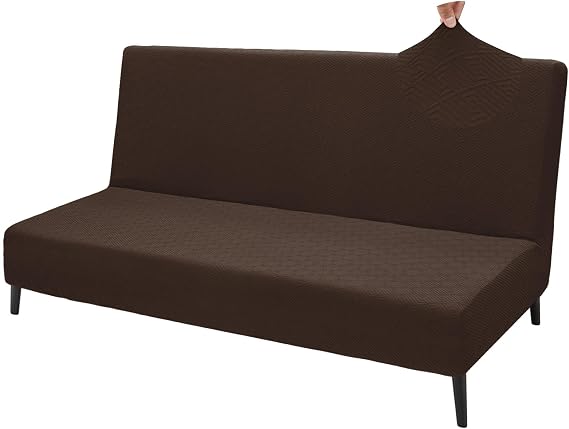 Soft Futon Covers Slipcovers without Armrests, Stretch Armless Sofa Bed Cover, Folding Armless Sofa Covers Slipcovers, Thick Couch Sofa Bed Futon Cover, Furniture Protector Cover Washable,D