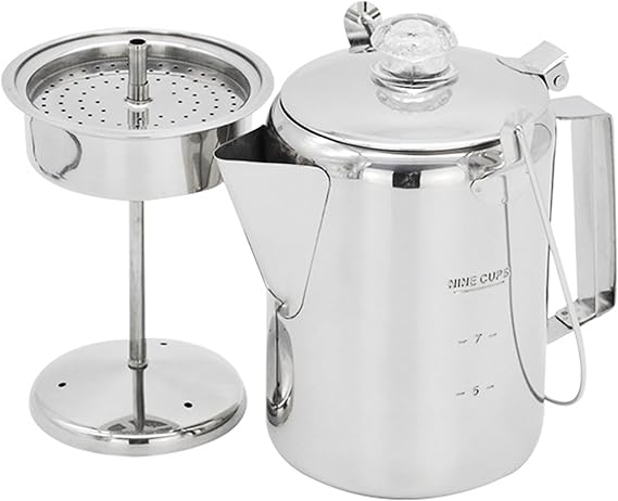 Kaffeekanne aus Edelstahl 12 l Outdoor 9 Tassen Edelstahl Perkolator Kaffeekanne Kaffeemaschine für Camping Home Kitchen