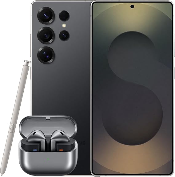 Samsung Galaxy S25 Ultra AI Smartphone, 12GB Memory, 1TB Storage, S Pen Included, Titanium Black and Galaxy Buds3, Grey (UK Version)