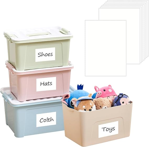 80 Pcs Large Sticky Labels for Storage Boxes Packing Labels for Moving House Removable White Sticky Labels No Residue Blank Labels Water/Oil/Tear Resistant Easy Peel Off Storage Box Stickers (6x 4in)