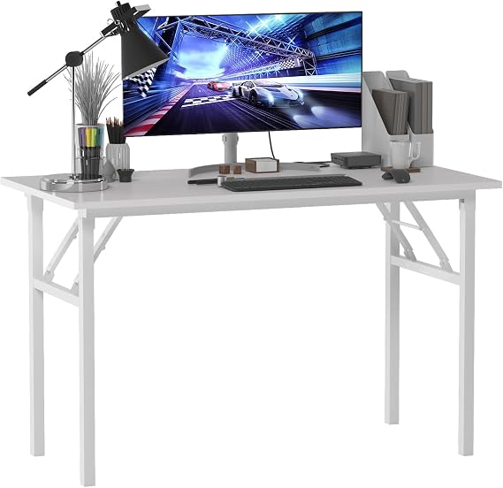 SogesHome AC5DW-120-SH Folding Computer Desk 120 x 60 x 75 cm PC Desk Office Workstation for Home Office Use Desk Dining Table Conference Table White