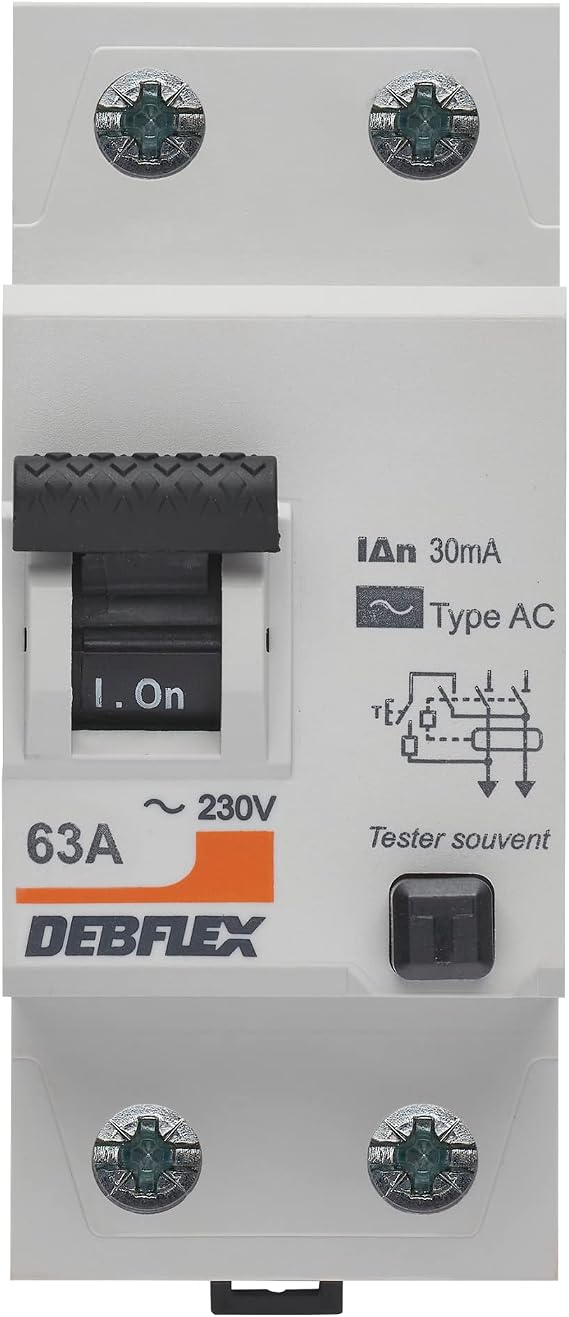 Debflex - Differential Switch 2P 30MA 63A 2 Modules Type AC - Modular - Modular - Error Switch - 707514