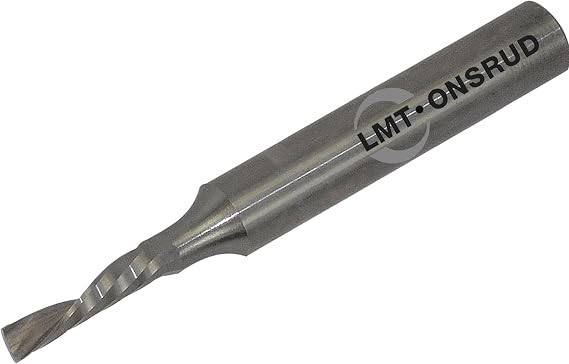 62-712 Solid Carbide Downcut Spiral O Flute Cutting Tool, Inch, Uncoated (Bright) Finish, 21 Degree Helix, 1 Flute, 0.1250 Cutting Diameter, 0.2500 Shank Diameter by LMT Onsrud