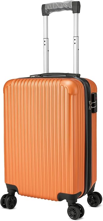 Cabin Suitcase 20 Inch, Cabin Bag 55x35x22 with Combination Lock Hard Shell, Suitcase with 8 Wheels Cabin Luggage Double Zip Expabdable, Cabin Bags 55 x 30 x 20 Approved Rose Gold