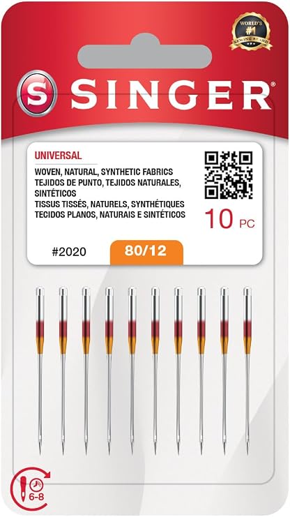 SINGER Pack of 10 Universal Sewing Machine Needles Size 80/12