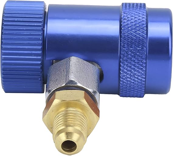 Air Conditioning Coupler Brass A C Quick Connector with Safety Design (Blue)