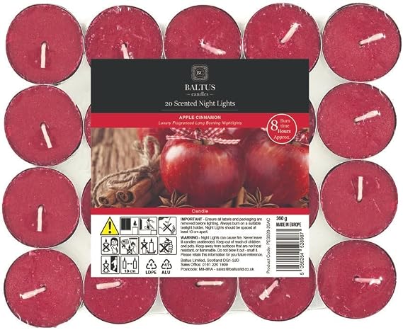 OnlineStreet Scented Tealight Votive Candles Pack - Wax Tarts in Different Assorted Refreshing Fragrances with 8 Hours Burning Time (Apple & Cinnamon)