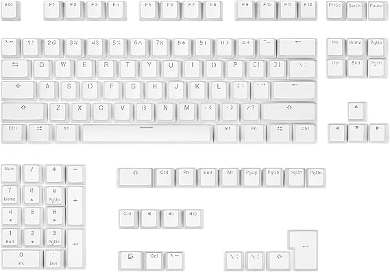 PBT Keycaps Backlit Cherry MX Key Cap Set Double Shot OEM Profile Translucent Key Caps Compatible with US-ANSI UK-ISO Layout 61 68 84 87 104 108 MX Switch Mechanical Keyboard White Keyset