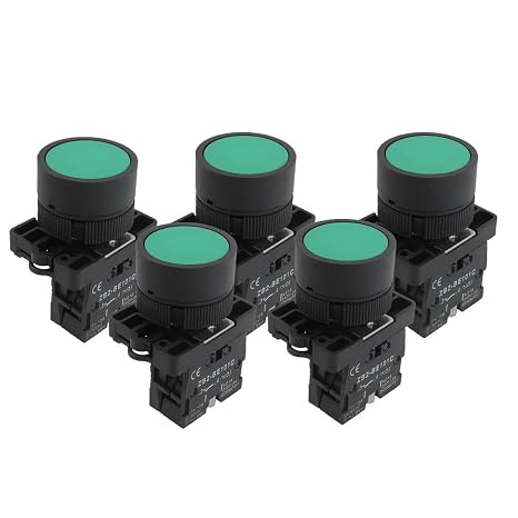 sourcing map A12082000ux0366 1 NO N/O Green Sign Momentary Push Button Switch, 600V, 10 Amp, ZB2-BE101C, 5 x 22 mm