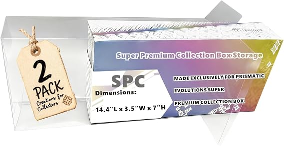 2 Pack Prismatic Evolutions SPC Plastic Protectors - Ultra Display Protector - Compatible with Prismatic Evolutions Super Premium Collection Box