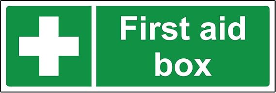 First aid signs First aid box safety sign - 1.2mm rigid plastic 150mm x 50mm