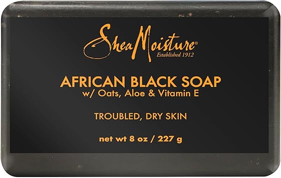 Shea moisture Organic African Black Soap Bar with Shea Butter, 8oz