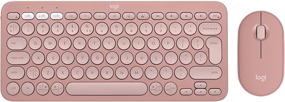 Logitech Pebble 2 Set Çoklu Cihaz Özellikli Sessiz Kablosuz Türkçe Q Klavye ve Mouse Seti - Pembe