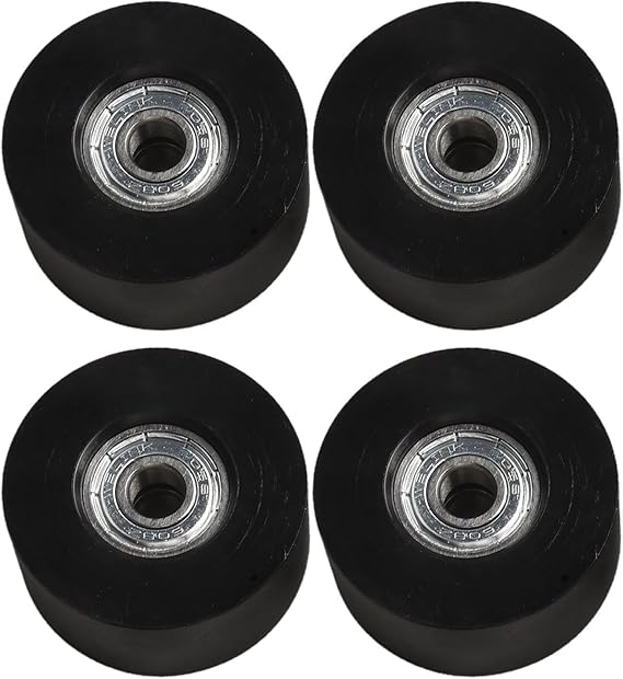 Rowing Machine Replacement Wheels 45mm Diameter Seat Rollers with High Carbon Steel Bearings for Water Rower Equipment Black Nylon 4 Pack
