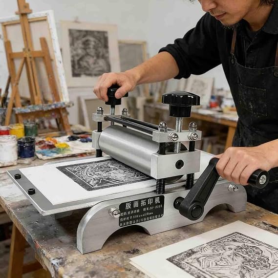 Manual Etching Press Machine for Detailed Monochrome and Block Printing, Ideal for Artists and Printmakers