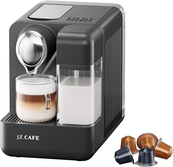 Espresso Machine with Built-in Automatic Milk Frother - Single Serve Coffee Maker and Pods Compatible with Single Touch or Double Outlet Cappuccino