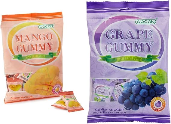 Cocon Gummy Mango Jelly Sweets 100 g & Gummy Grape Jelly Sweets 100 g