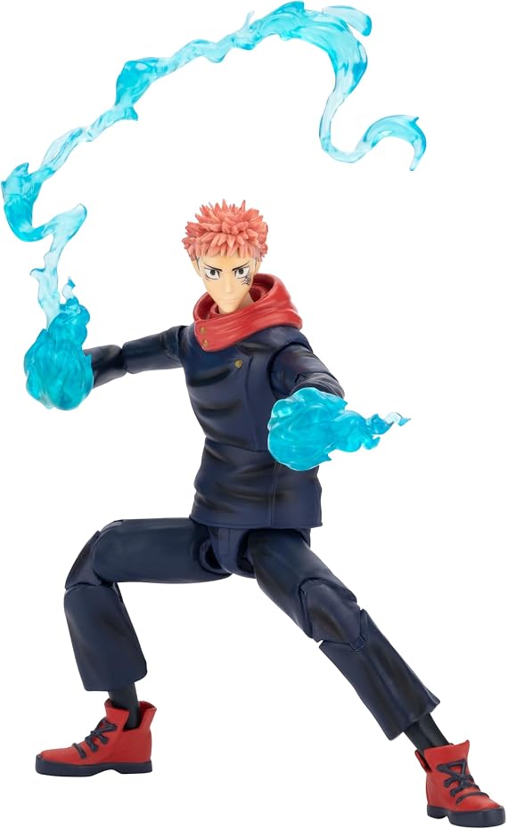 Total Anime KAZ0003 Yuji Itadori 6.5" Jujutsu Kaisen Figure with Interchangeable Faces, Spare Hands and Energy Effects