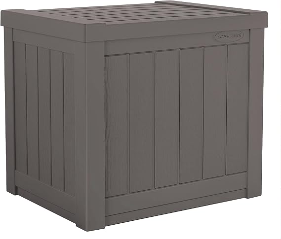 Suncast Small SS500ST 22 Gallon Resin Deck Storage Box, Stoney