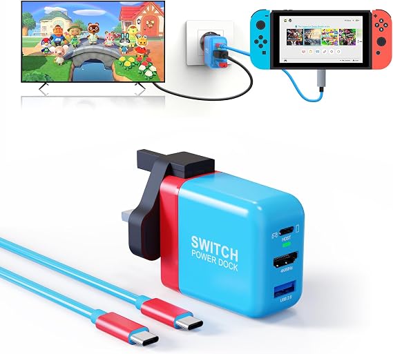 36W Switch Docking Station,for Nintendo Switch,Mini Portable TV Docking Station with 4K@60Hz HD/USB2.0/PD USB-C Fast Charging Ports, Full-Featured USB-C Cable Included,