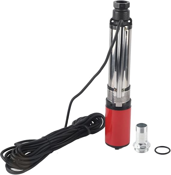 Solar Submersible Well Pump, 50m DC 48V Large High Lift Deep Well Submersible Pump, Brass Motor Floating Impeller, for Well, Agricultural Irrigation