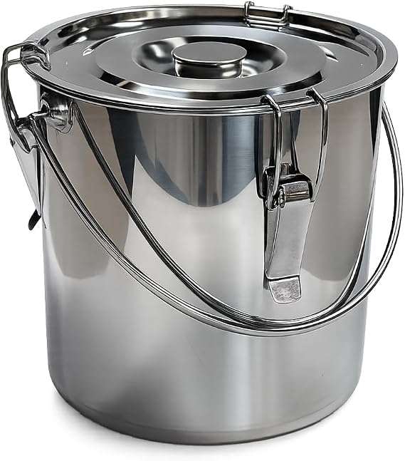The Bincho Grill Charcoal Saver – Extinguishing Bucket (Keshizumi) for Hot Charcoal and Ash Collection, Heavy Duty Stainless Steel with Lockable Lid, 3 Gallon Capacity
