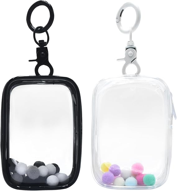 HOMICO 2PCS Clear Display Case for Figures Portable PVC Small Doll Bags Mini Doll Blind Box Organizer Zipper Closure Dustproof Collectibles Display Case for Mini Figures, YT-297