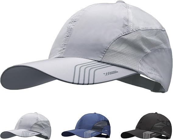 Mesh Quick Dry Baseball Cap Unstructured Breathable Summer Sun Protection Cap Unisex Outdoor Sports Hats with Adjustable Buckle Soft Brim Peaked Cap Lightweight Running Cap for Outdoor Activities