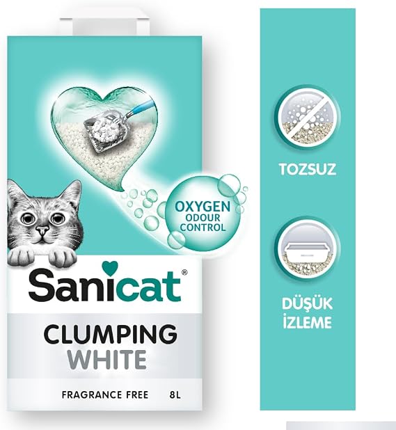 Sanicat Clumping White Topaklanan Kedi Kumu (Kokusuz) 8L