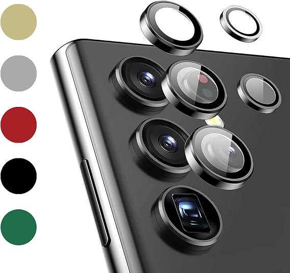Microcase Samsung Galaxy S22 Ultra Kamera Camı Lens Koruyucu Halka Set - AL8114 (Yeşil)