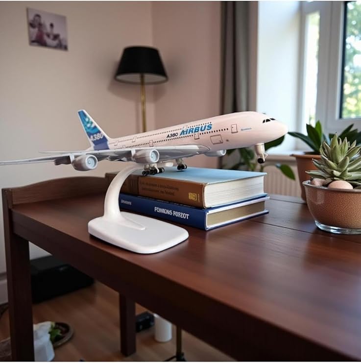 Airbus A380 Metal Maket Uçak, Beyaz, Tek Ebat