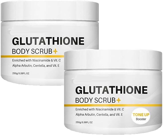 Glutathione Body Scrub,Glutathione Body Scrub Tone up Booster,Hydrating Exfoliating Scrub,Exfoliating & Hydrating BodyScrub, Gentle Moisturizing Skin Care for Smooth & Radiant Look (2PC)