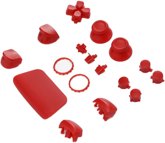 Button Repair Shell, Replacement Button Set Transparent Sensitive Buttons for Gamepad Handle Accessories for Controller(red)