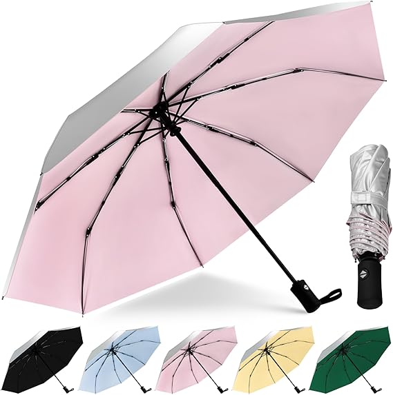 46/42inch Strongest Windproof Travel Umbrella Auto Open Close Folding Compact Durable Umbrella for Rain and Wind 210T Fabric 8 Strong Fiberglass Frame