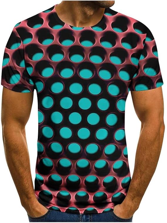 Men's Visual Printed T Shirt Casual Retro 3D Printed Tracksuit Tops Short Sleeve Tshirts Pullover