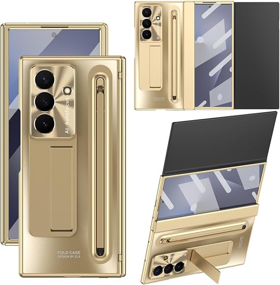 Generic case Compatible with Samsung Galaxy Z Trifold (Couleur : Blue) Luxury Hard FLIP Business Case with S Pen Stylus and Glass Film