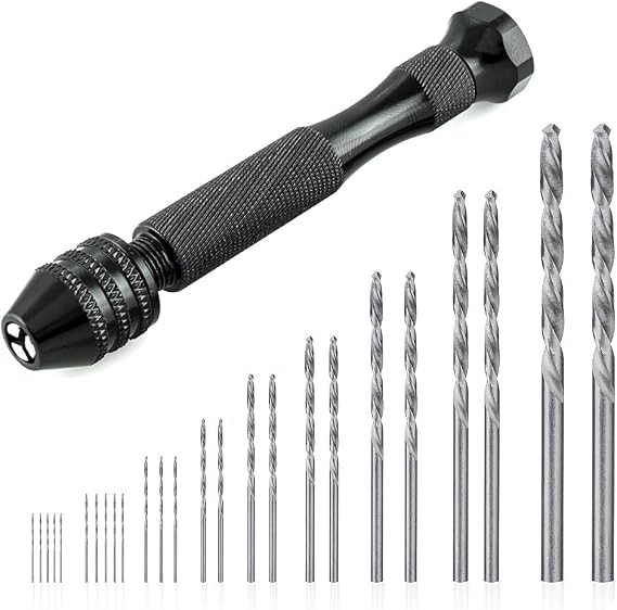 Precision Pin Vise Hand Drill Set with 25 Pcs Micro Mini Twist Drill Bits
