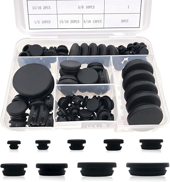 102PCS Silicone Hole Plug Kit - 9 Sizes (3/16" 1/4" 5/16" 3/8" 1/2" 5/8" 3/4" 1" 1-3/16") - Snap Locking Round Hole Plugs for Automotive Hole Plug Drain Plugs Bottle Stoppers, Furniture etc.