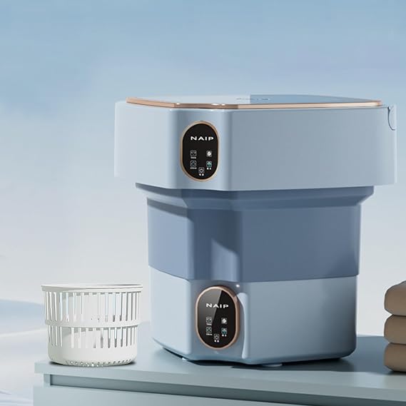 Dehydration Function Blue Light Sterilization 17L Folding Washing Machine Small Washing Machine Simple Mini Laundry Household Socks Underwear Mask Towel Baby Clothes Dormitory Office Time