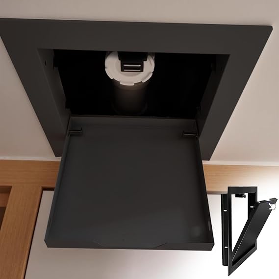 Generisch Manyetik tavan arası kapağı – 10 ila 35 cm (4 ila 14 inç) alüminyum tavan kapağı kapağı, geçmeli kilit, siyah ve gri, 250 x 203 mm (9,8 x 8 inç) – kolay montaj ve uzun ömürlü