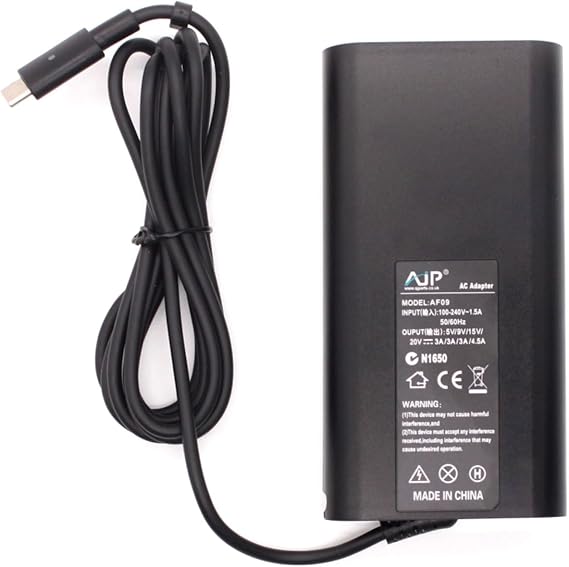 AJP Slim 90W USB C Fast Charger for HUAWEI MATEBOOK D15 PL W19, D15 PL W29, D15 R5 (15.6"), D15 R5 BOM, D16 2020 (16.0"), D16 2023 RLEF X, E 2017 12.0 Laptop TYPE C Power Adapter
