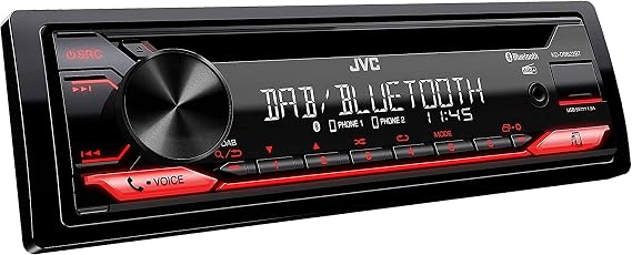JVC KD-DB622BT CD Car Radio with DAB+ and Bluetooth Hands-Free Kit (Sound Processor, USB, AUX-In, Spotify Control, 4 x 50 Watt, Red Button Lighting, Without Antenna)